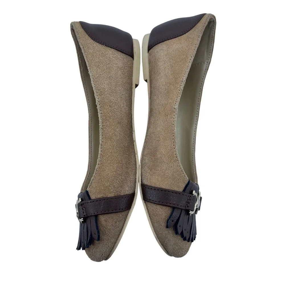 Janie and Jack Girls Tan Suede Kiltie Horsebit Ballet Flats Brown Size 13